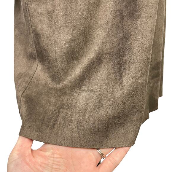 Joh | NWT Aurora Brown Vegan Suede Long Sleeve Round Neck Dress with Pockets - Picture 6 of 10